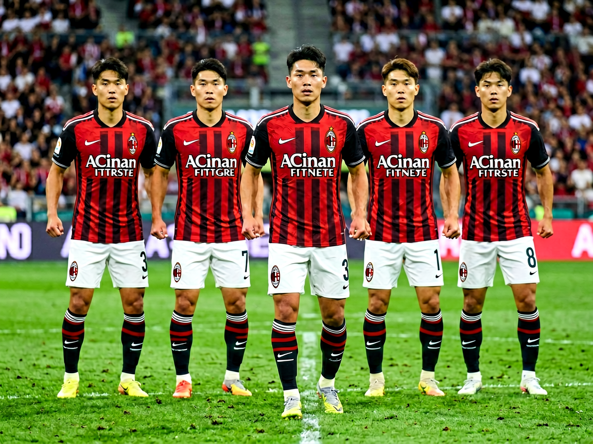 AC米兰主力前锋球员赛场形象照